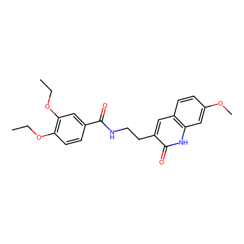 3,4-diethoxy-N-[2-(7-methoxy-2-oxo-1H-quinolin-3-yl)ethyl]benzamide structure