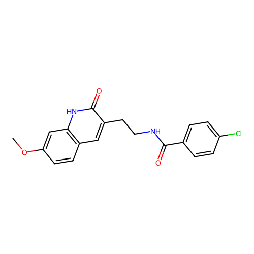 4-chloro-N-[2-(7-methoxy-2-oxo-1H-quinolin-3-yl)ethyl]benzamide structure