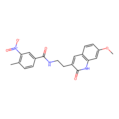 N-[2-(7-methoxy-2-oxo-1H-quinolin-3-yl)ethyl]-4-methyl-3-nitrobenzamide structure