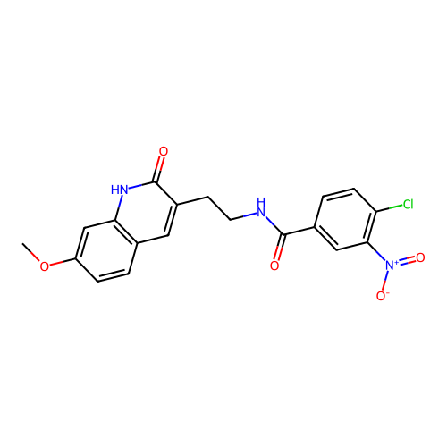 4-chloro-N-[2-(7-methoxy-2-oxo-1H-quinolin-3-yl)ethyl]-3-nitrobenzamide structure