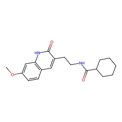 N-[2-(7-methoxy-2-oxo-1H-quinolin-3-yl)ethyl]cyclohexanecarboxamide structure