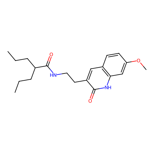 N-(2-(7-methoxy-2-oxo-1,2-dihydroquinolin-3-yl)ethyl)-2-propylpentanamide structure