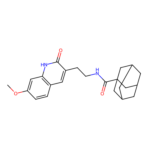 N-[2-(7-methoxy-2-oxo-1H-quinolin-3-yl)ethyl]adamantane-1-carboxamide structure
