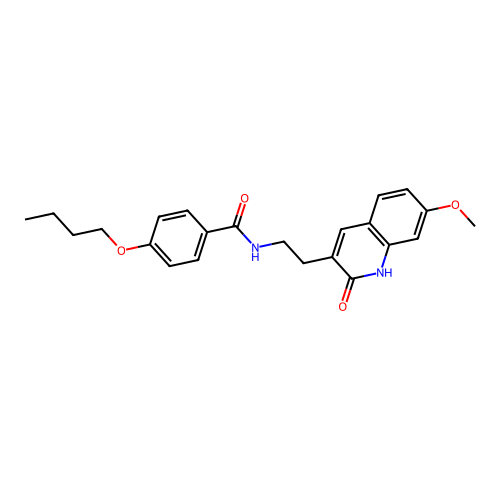 4-butoxy-N-(2-(7-methoxy-2-oxo-1,2-dihydroquinolin-3-yl)ethyl)benzamide structure