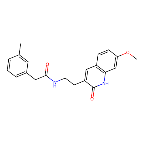 N-[2-(7-methoxy-2-oxo-1H-quinolin-3-yl)ethyl]-2-(3-methylphenyl)acetamide structure