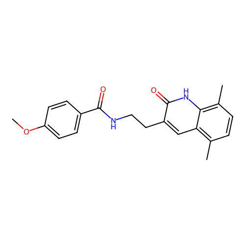 N-(2-(5,8-dimethyl-2-oxo-1,2-dihydroquinolin-3-yl)ethyl)-4-methoxybenzamide structure