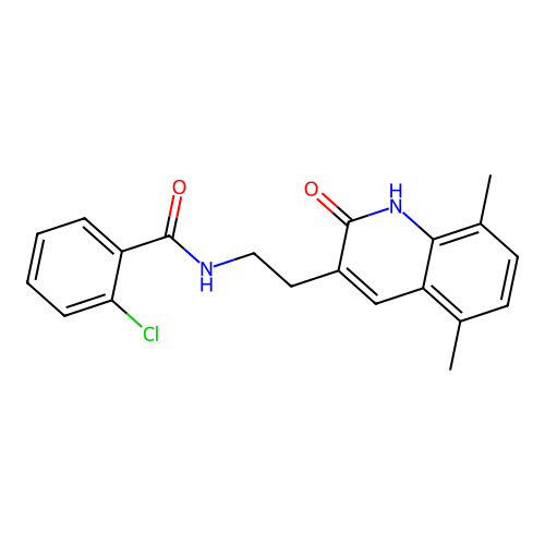 2-chloro-N-(2-(5,8-dimethyl-2-oxo-1,2-dihydroquinolin-3-yl)ethyl)benzamide structure