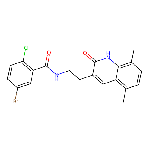 5-bromo-2-chloro-N-[2-(5,8-dimethyl-2-oxo-1H-quinolin-3-yl)ethyl]benzamide structure