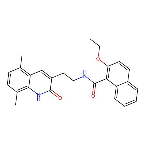 N-(2-(5,8-dimethyl-2-oxo-1,2-dihydroquinolin-3-yl)ethyl)-2-ethoxy-1-naphthamide structure