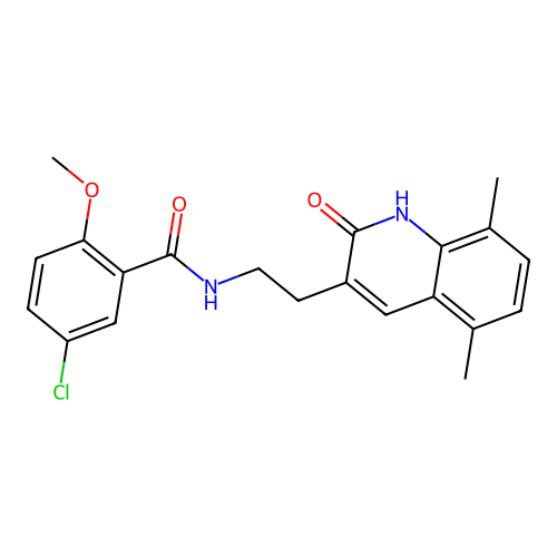 5-chloro-N-[2-(5,8-dimethyl-2-oxo-1H-quinolin-3-yl)ethyl]-2-methoxybenzamide structure