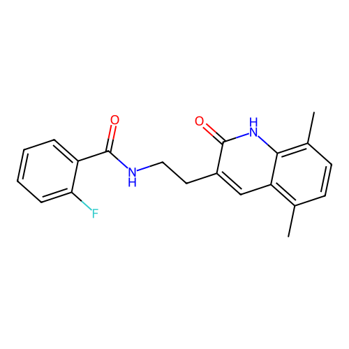 N-[2-(5,8-dimethyl-2-oxo-1H-quinolin-3-yl)ethyl]-2-fluorobenzamide structure