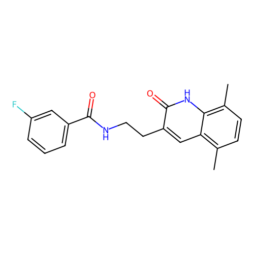 N-[2-(5,8-dimethyl-2-oxo-1H-quinolin-3-yl)ethyl]-3-fluorobenzamide structure