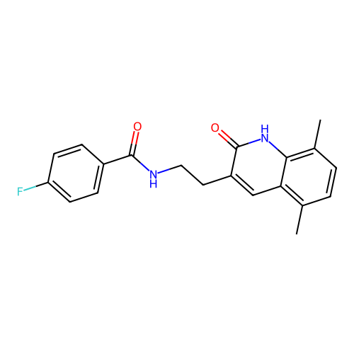 N-[2-(5,8-dimethyl-2-oxo-1H-quinolin-3-yl)ethyl]-4-fluorobenzamide structure
