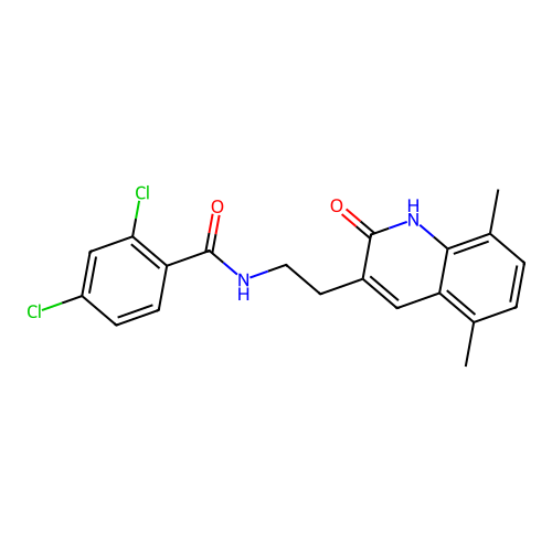 2,4-dichloro-N-(2-(5,8-dimethyl-2-oxo-1,2-dihydroquinolin-3-yl)ethyl)benzamide structure