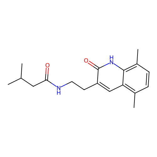 N-[2-(5,8-dimethyl-2-oxo-1H-quinolin-3-yl)ethyl]-3-methylbutanamide structure