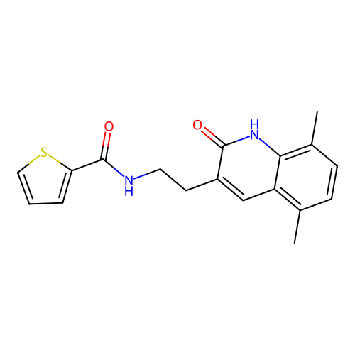 N-(2-(5,8-dimethyl-2-oxo-1,2-dihydroquinolin-3-yl)ethyl)thiophene-2-carboxamide structure