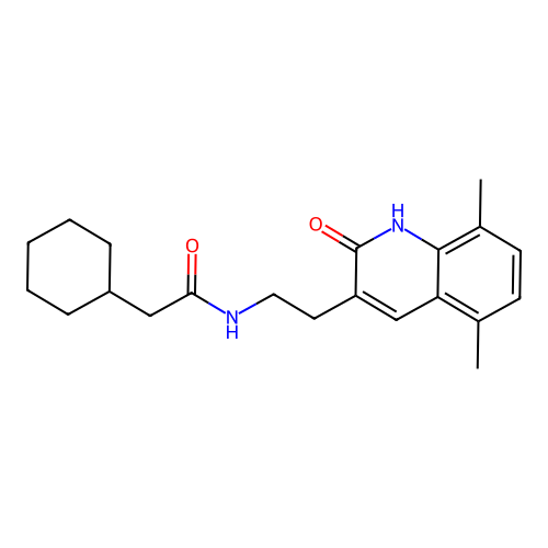 2-cyclohexyl-N-[2-(5,8-dimethyl-2-oxo-1H-quinolin-3-yl)ethyl]acetamide structure