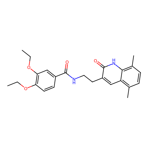 N-(2-(5,8-dimethyl-2-oxo-1,2-dihydroquinolin-3-yl)ethyl)-3,4-diethoxybenzamide structure