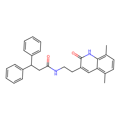 N-[2-(5,8-dimethyl-2-oxo-1H-quinolin-3-yl)ethyl]-3,3-diphenylpropanamide structure