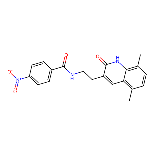 N-[2-(5,8-dimethyl-2-oxo-1H-quinolin-3-yl)ethyl]-4-nitrobenzamide structure