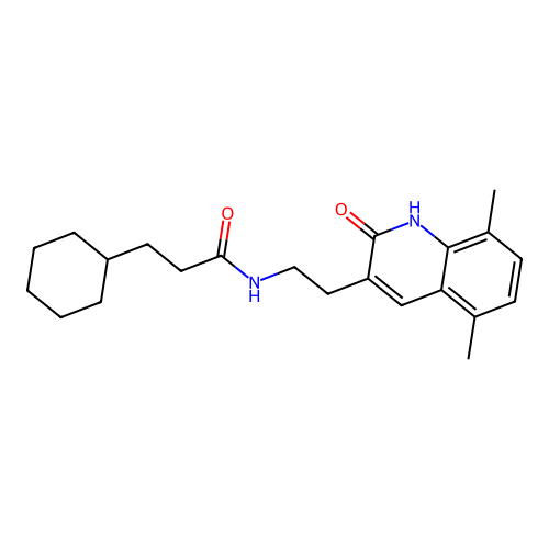 3-cyclohexyl-N-[2-(5,8-dimethyl-2-oxo-1H-quinolin-3-yl)ethyl]propanamide structure