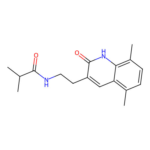 N-(2-(5,8-dimethyl-2-oxo-1,2-dihydroquinolin-3-yl)ethyl)isobutyramide structure
