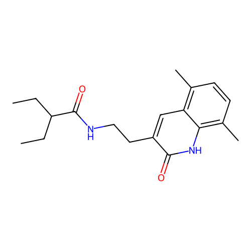 N-(2-(5,8-dimethyl-2-oxo-1,2-dihydroquinolin-3-yl)ethyl)-2-ethylbutanamide structure
