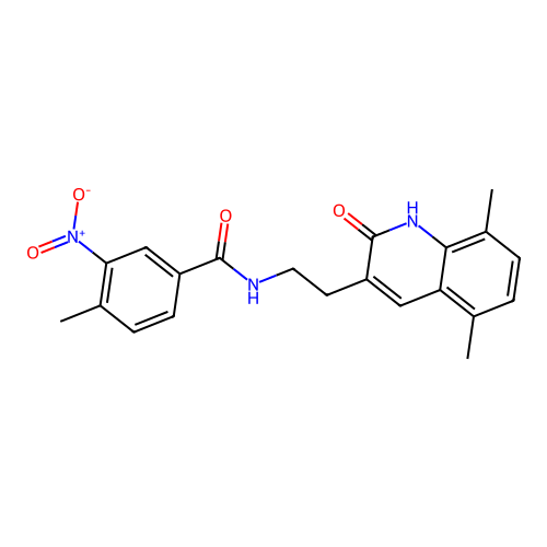 N-[2-(5,8-dimethyl-2-oxo-1H-quinolin-3-yl)ethyl]-4-methyl-3-nitrobenzamide structure