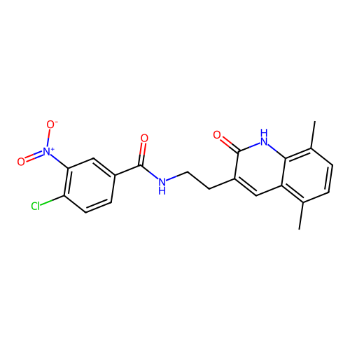 4-chloro-N-[2-(5,8-dimethyl-2-oxo-1H-quinolin-3-yl)ethyl]-3-nitrobenzamide structure