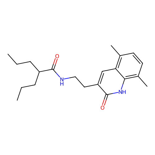 N-(2-(5,8-dimethyl-2-oxo-1,2-dihydroquinolin-3-yl)ethyl)-2-propylpentanamide structure