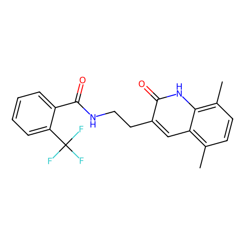 N-[2-(5,8-dimethyl-2-oxo-1H-quinolin-3-yl)ethyl]-2-(trifluoromethyl)benzamide structure