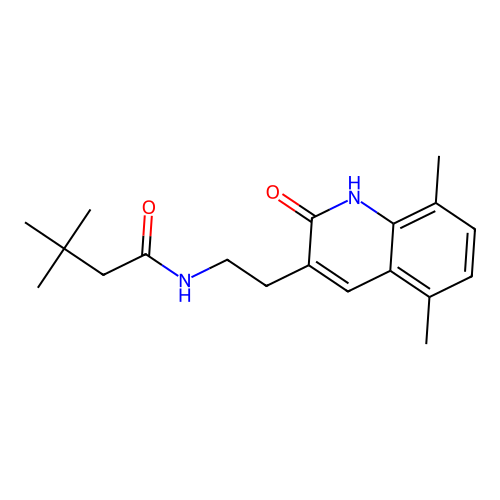N-(2-(5,8-dimethyl-2-oxo-1,2-dihydroquinolin-3-yl)ethyl)-3,3-dimethylbutanamide structure