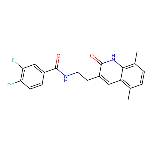 N-[2-(5,8-dimethyl-2-oxo-1H-quinolin-3-yl)ethyl]-3,4-difluorobenzamide structure