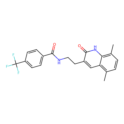N-[2-(5,8-dimethyl-2-oxo-1H-quinolin-3-yl)ethyl]-4-(trifluoromethyl)benzamide structure