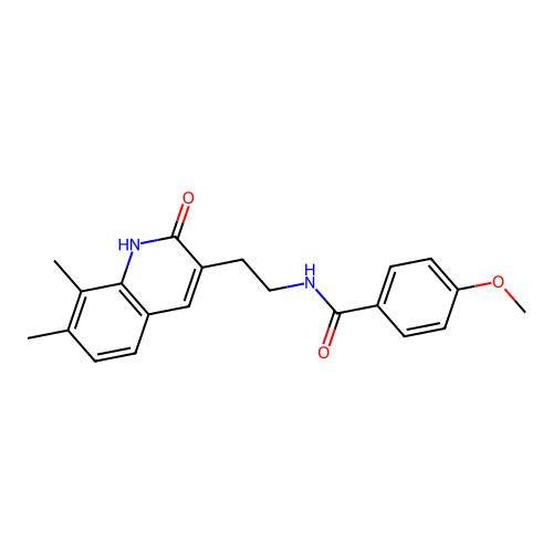 N-[2-(7,8-dimethyl-2-oxo-1H-quinolin-3-yl)ethyl]-4-methoxybenzamide structure