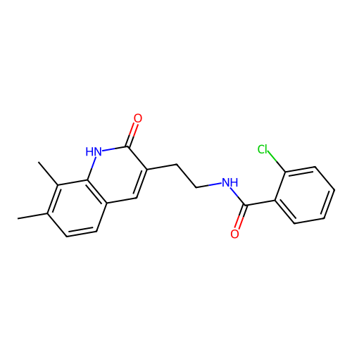 2-chloro-N-[2-(7,8-dimethyl-2-oxo-1H-quinolin-3-yl)ethyl]benzamide structure