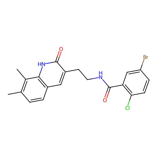 5-bromo-2-chloro-N-[2-(7,8-dimethyl-2-oxo-1H-quinolin-3-yl)ethyl]benzamide structure