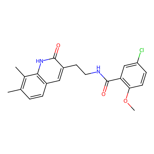 5-chloro-N-[2-(7,8-dimethyl-2-oxo-1H-quinolin-3-yl)ethyl]-2-methoxybenzamide structure