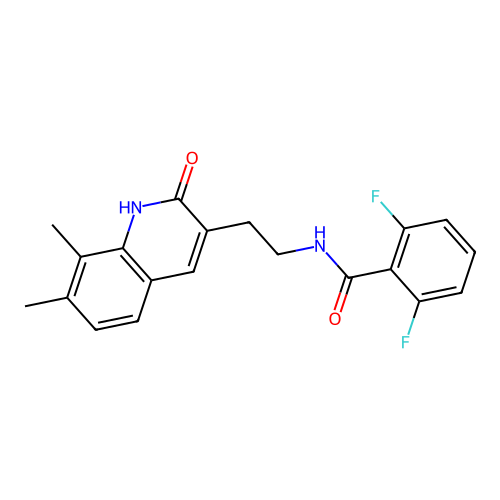 N-[2-(7,8-dimethyl-2-oxo-1H-quinolin-3-yl)ethyl]-2,6-difluorobenzamide structure