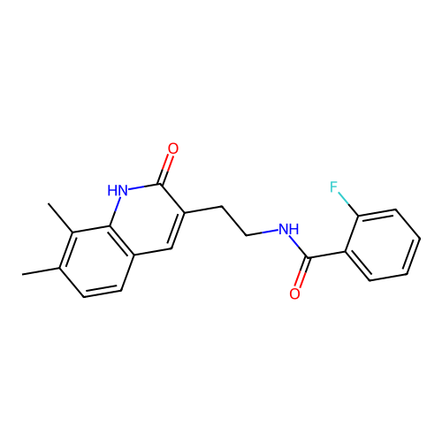 N-[2-(7,8-dimethyl-2-oxo-1H-quinolin-3-yl)ethyl]-2-fluorobenzamide structure