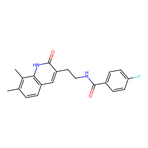 N-[2-(7,8-dimethyl-2-oxo-1H-quinolin-3-yl)ethyl]-4-fluorobenzamide structure