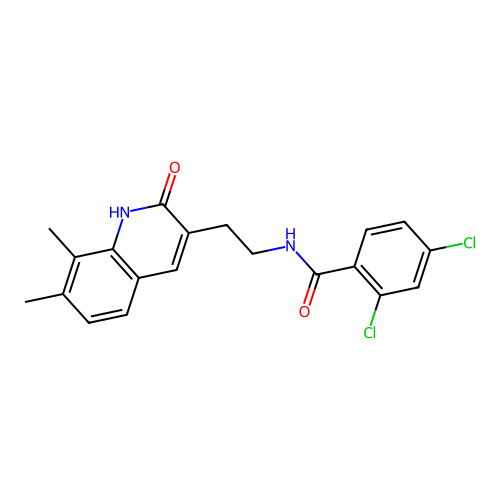 2,4-dichloro-N-[2-(7,8-dimethyl-2-oxo-1H-quinolin-3-yl)ethyl]benzamide structure