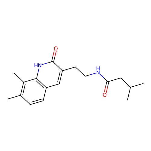 N-(2-(7,8-dimethyl-2-oxo-1,2-dihydroquinolin-3-yl)ethyl)-3-methylbutanamide structure