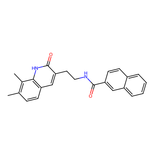 N-[2-(7,8-dimethyl-2-oxo-1H-quinolin-3-yl)ethyl]naphthalene-2-carboxamide structure
