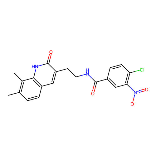 4-chloro-N-[2-(7,8-dimethyl-2-oxo-1H-quinolin-3-yl)ethyl]-3-nitrobenzamide structure