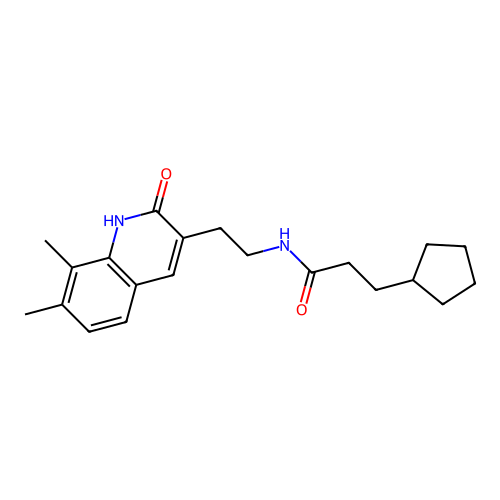 3-cyclopentyl-N-[2-(7,8-dimethyl-2-oxo-1H-quinolin-3-yl)ethyl]propanamide structure