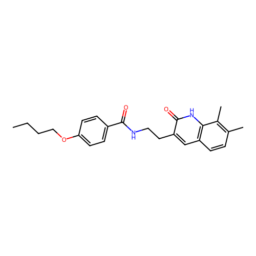 4-butoxy-N-[2-(7,8-dimethyl-2-oxo-1H-quinolin-3-yl)ethyl]benzamide structure