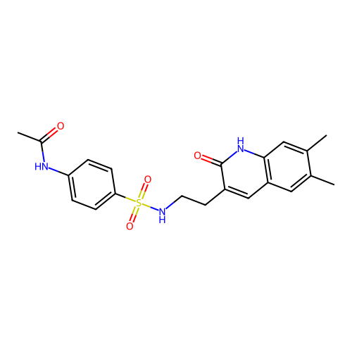 N-[4-[2-(6,7-dimethyl-2-oxo-1H-quinolin-3-yl)ethylsulfamoyl]phenyl]acetamide structure