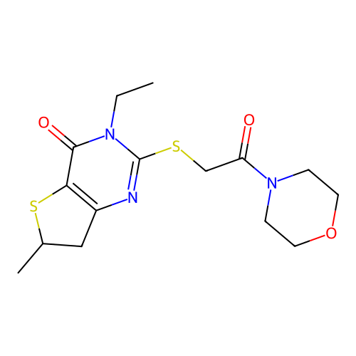 3-ethyl-6-methyl-2-((2-morpholino-2-oxoethyl)thio)-6,7-dihydrothieno[3,2-d]pyrimidin-4(3H)-one structure