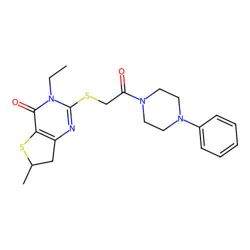 3-ethyl-6-methyl-2-((2-oxo-2-(4-phenylpiperazin-1-yl)ethyl)thio)-6,7-dihydrothieno[3,2-d]pyrimidin-4(3H)-one structure
